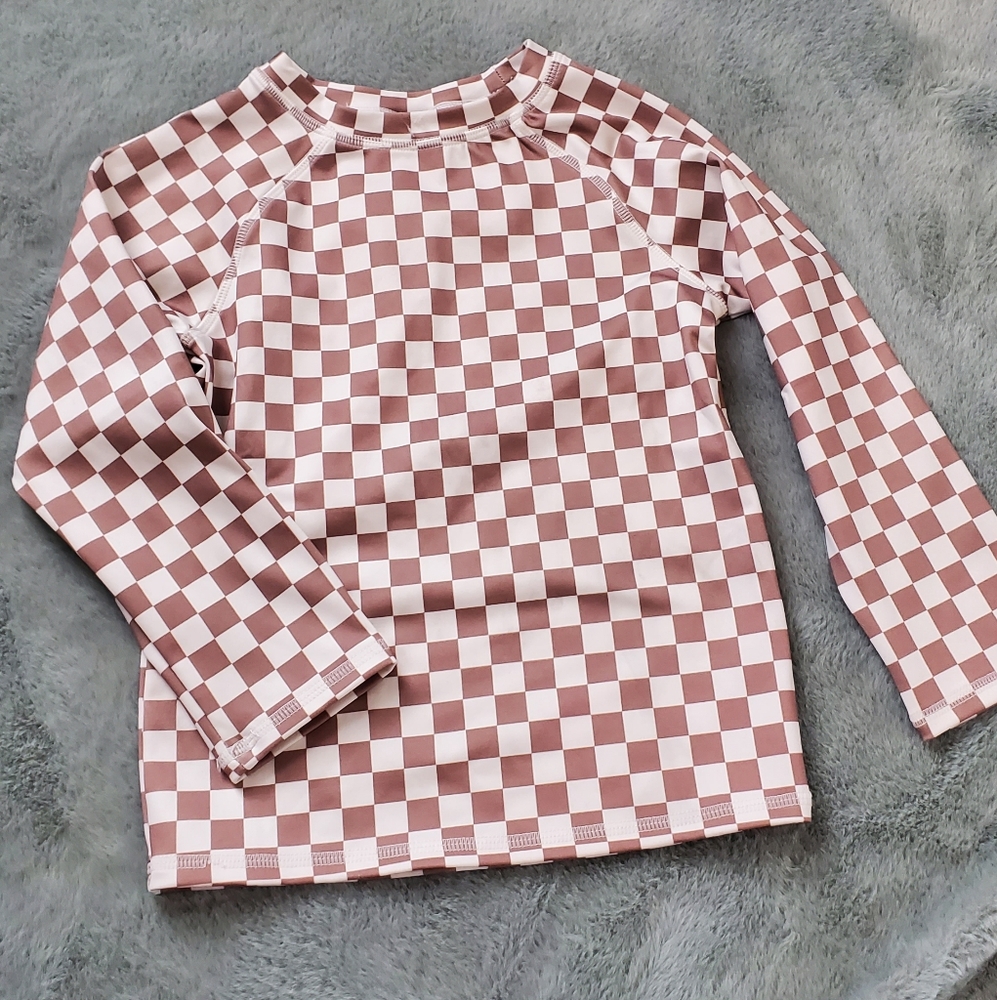 Kids Checkered Swim Rash Guard